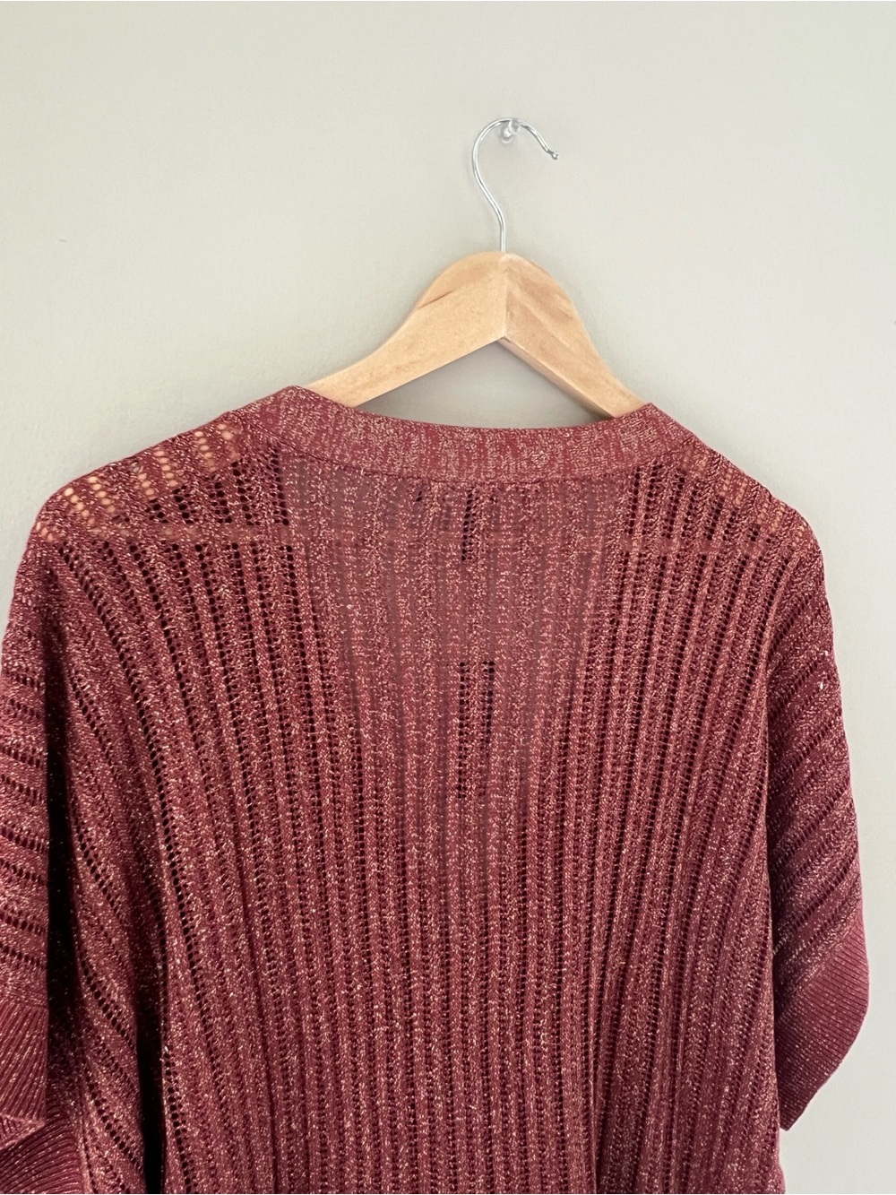 WHBM Kimono Sleeve Metallic Cardigan Sweater Shimmer Button Size M Office Work - Picture 10 of 13
